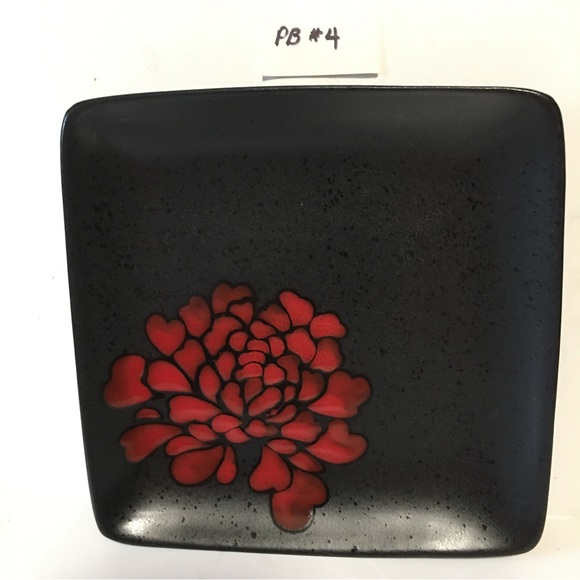 Gibson elite Zinnia Bloom square plate 7.75” 1 Zinnia flower brown rust - Picture 13 of 15